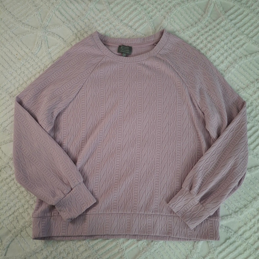Berkley Jensen Womens Large Lilac Purple Cable Knit Raglan Long Sleeve Sweater